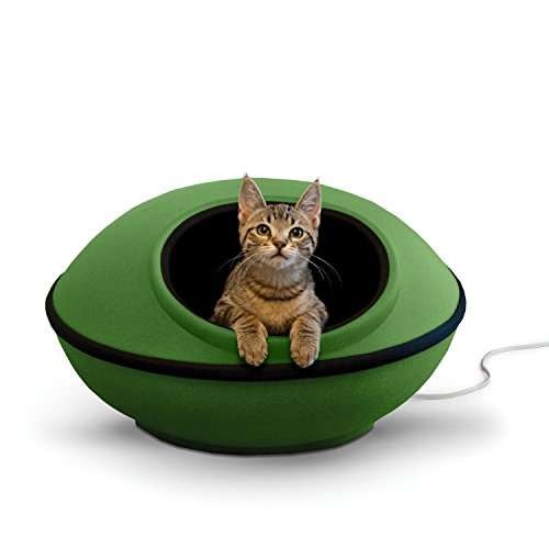 K&H Pet Products Thermo-Mod Dream Pod Heated Pet Bed Green/Black 22″ 4W