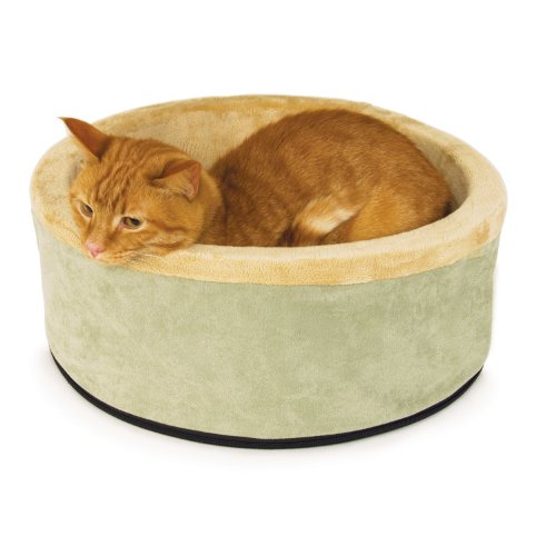 K&H Pet Products Thermo-Kitty Heated Pet Bed Small Sage 16″ 4W