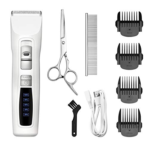 Bousnic Dog Clippers Professional 2-Speed Cordless Rechargeable Pet Grooming Hair Clippers Kit for Small Large Dogs Cats and Other Fur Pets
