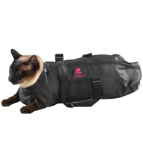 Top Performance  Cat Grooming Bag — Durable and Versatile Bags Designed to Keep Cats Safely Contained During Grooming and/or Bathing – Large, Black