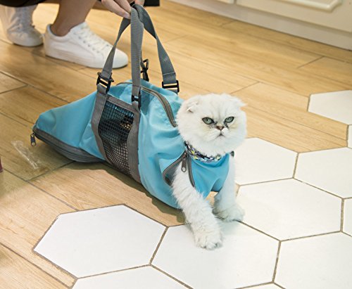 Cinf Cat Pet Supply Grooming Bag Restraint Bag Cats Nail Clipping Cleaning Grooming Bag, No Scratching Biting Restraint for Bathing Nail Trimming Injecting Examining,(Blue,M) …