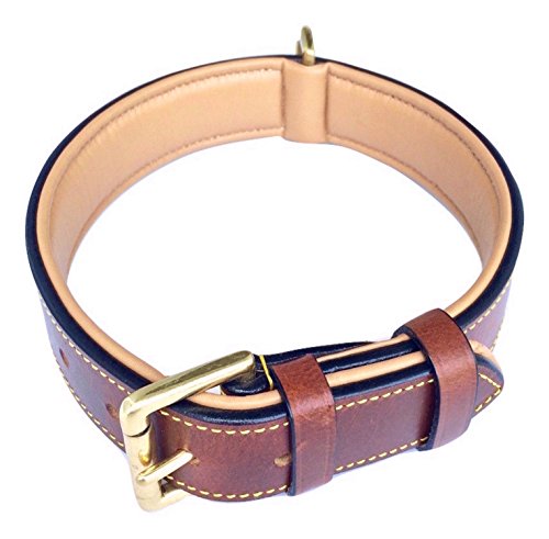Soft Touch Collars Padded Leather Dog Collar, Large Brown – Genuine Real Leather, 24″ Long x 1.5 Wide, Fits Neck Size 18″ to 21″ Inches
