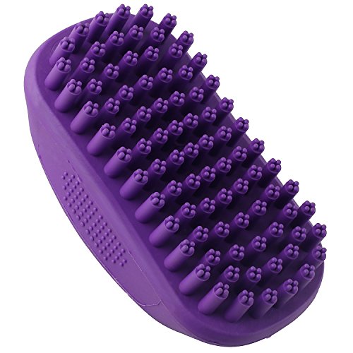 Hertzko Pet Bath & Massage Brush Great Grooming Tool for Shampooing and Massaging Dogs and Cats with Short or Long Hair – Soft Rubber Bristles Gently Removes Loose & Shed Fur from Your Pet’s Coat