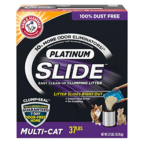 Arm & Hammer Platinum SLIDE Easy Clean-Up Clumping Litter, Multi-Cat, 37 lbs