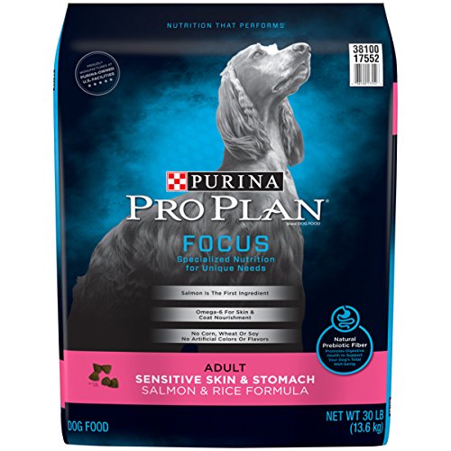 Purina Pro Plan FOCUS Sensitive Skin & Stomach Salmon & Rice Formula Adult Dry Dog Food – 30 lb. Bag