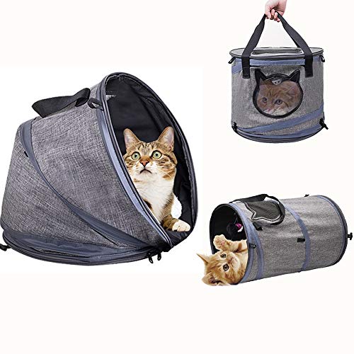Siivton Multifunctional Cat Bed, Soft Cat Carrier/Cat Tunnel 3 in 1 Pet Cave Bed Foldable Kitty Shelter House with Removable Cushion, Fits Cats and Small Dogs for Home or Outdoor Travel