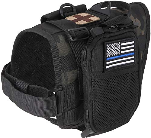 M2S Tactical Dog Harness-Vest, midium Black, Traning Dog, molle System,