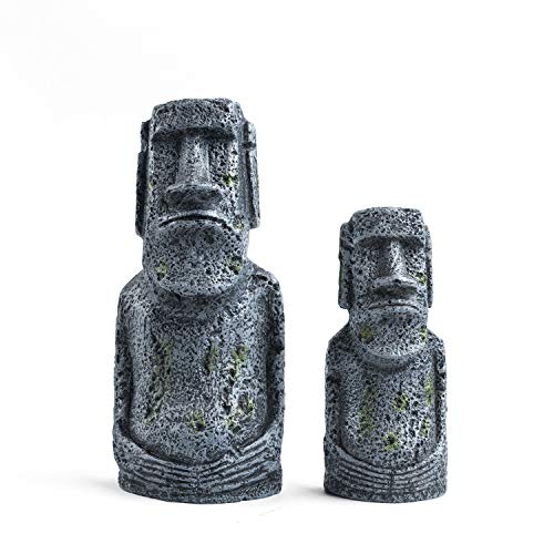 Niteangel Ancient Easter Island Stone Head Aquarium Ornament, Fish Tank Decoration Accessories