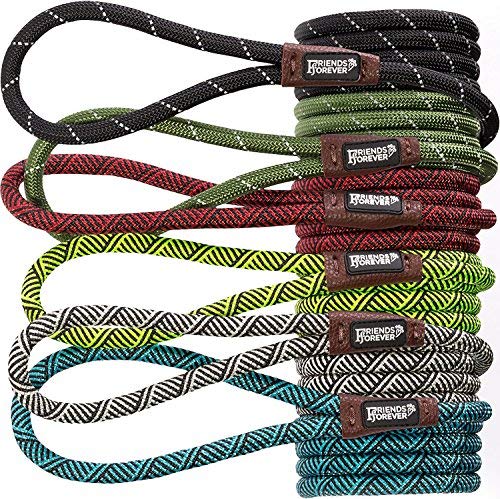 Friends Forever Extremely Durable Dog Rope Leash, Premium Quality Mountain Climbing Rope Lead, Strong, Sturdy Comfortable Leash Supports The Strongest Pulling Large Medium Dogs 6 feet, Red